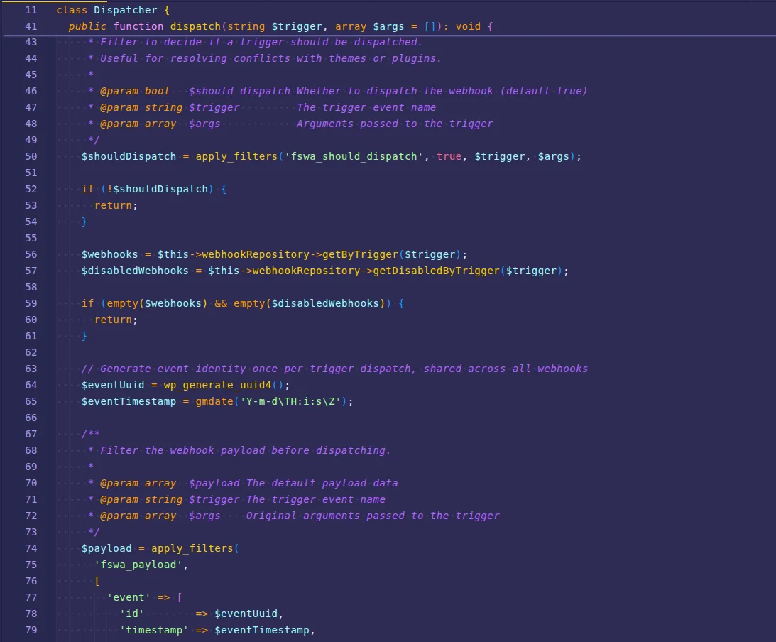 Developer extensibility overview showing available filters and action hooks in the plugin.