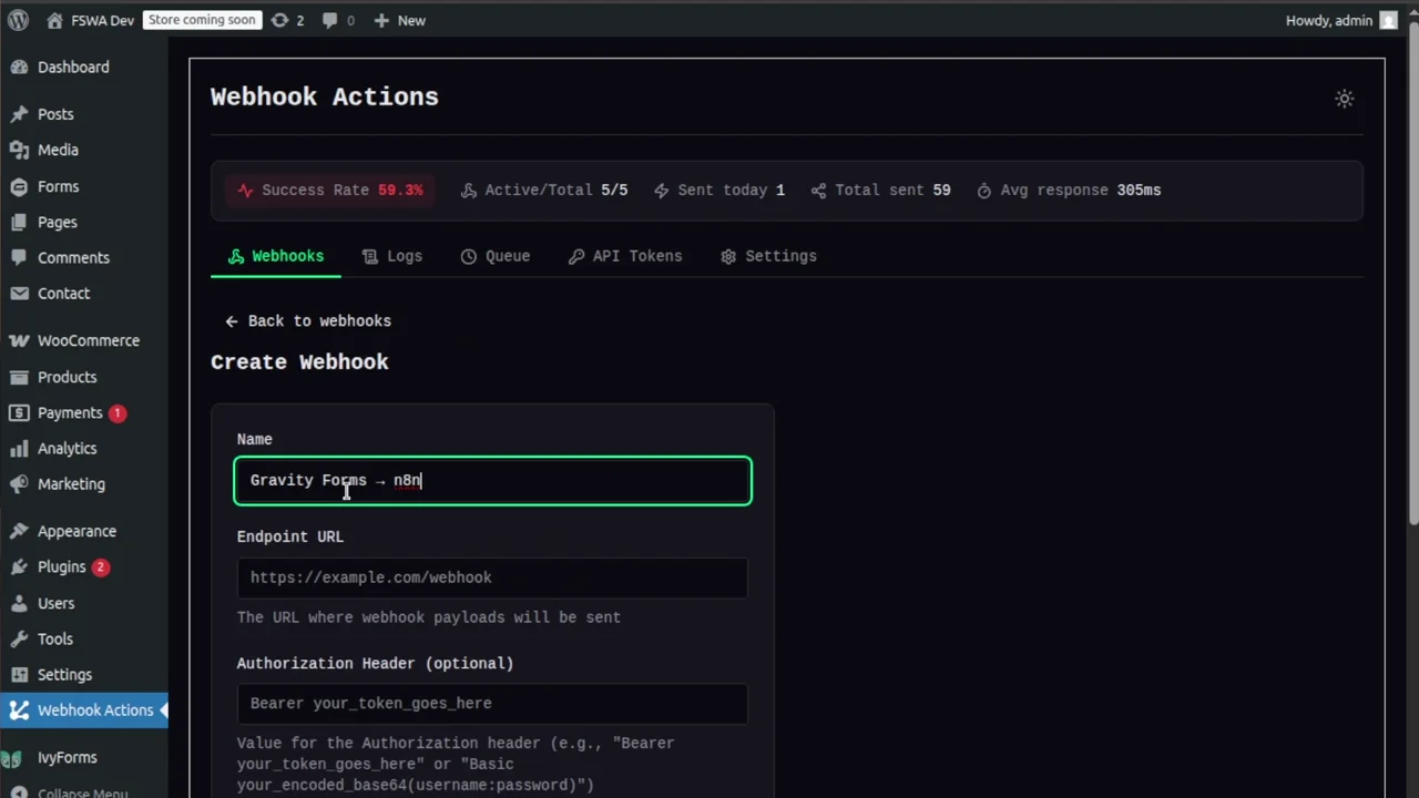 Create Gravity Forms webhook screencast thumbnail